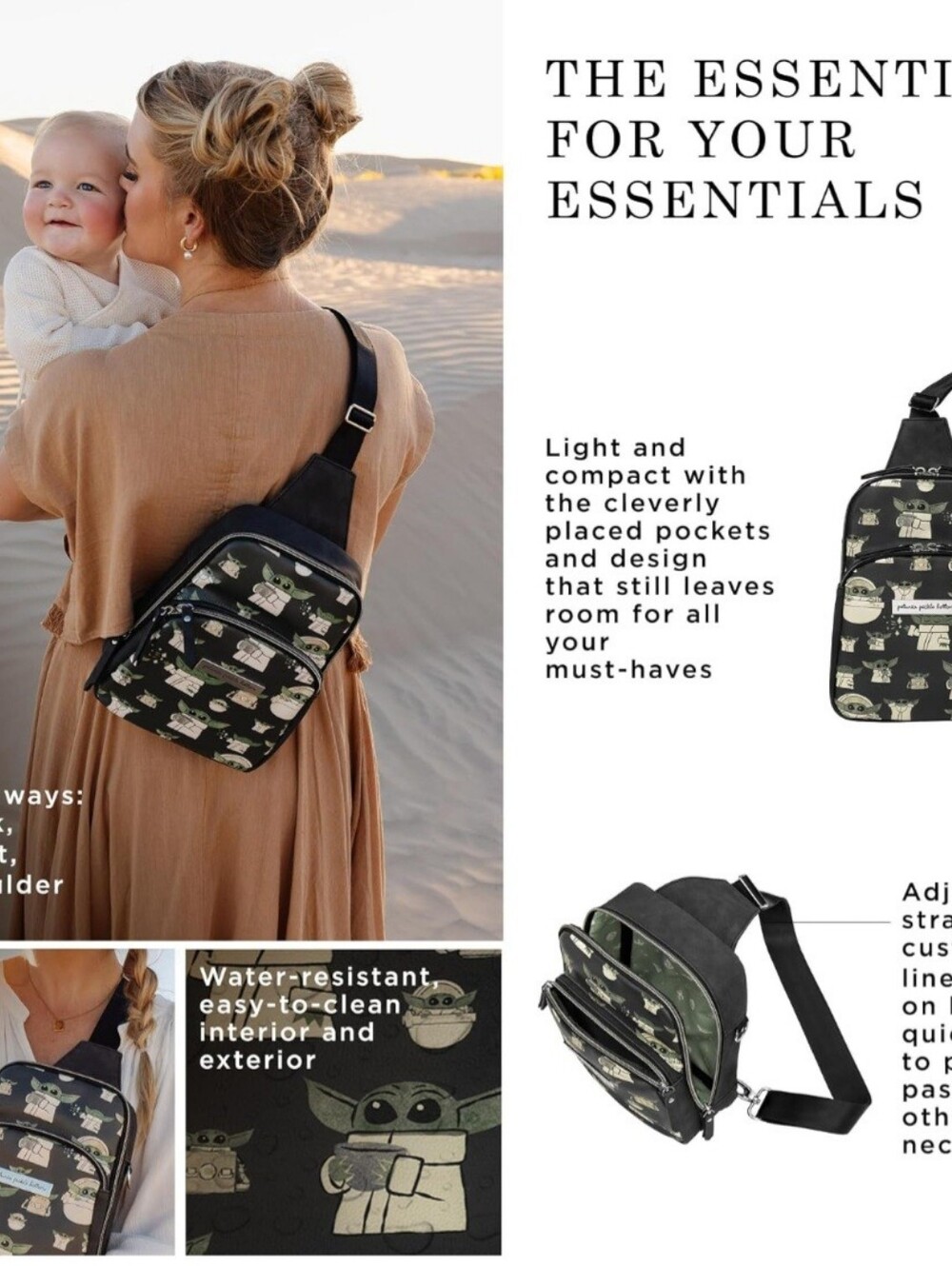 Petunia Pickle Bottom Criss-Cross Sling Bag Disney Star Wars, The Child - Picture 8 of 15